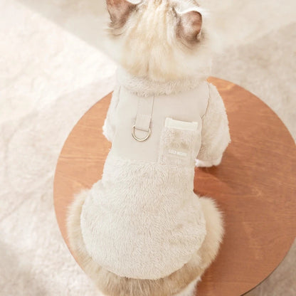 Winter Dog Jacket Fleece Pet Coat Double Sided Wear Dog Warm Clothes Thickened Cat Clothing Chihuahua Bichon Costume with D-Ring