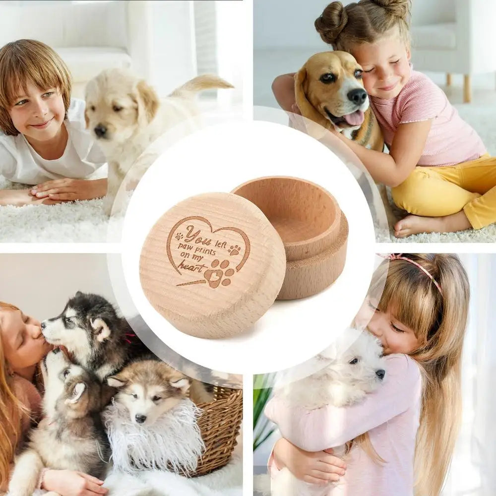 Pet Hair Keepsake Box Dog Cat Hair Ashes Container Pet Storage Box For Dog And Cat Ashes Wooden Engraved Dog Tooth Box Dog Ashes