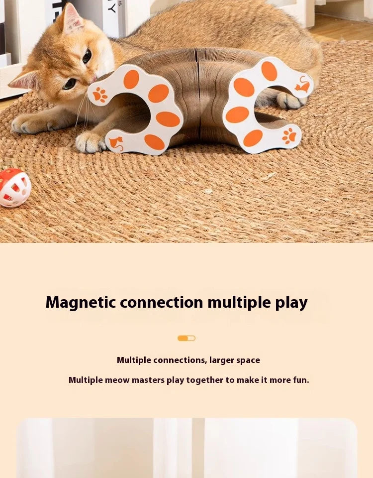 Organ cat scratch board foldable cat toy with bell for self fun and relaxation, cat scratch resistant corrugated paper, scratch