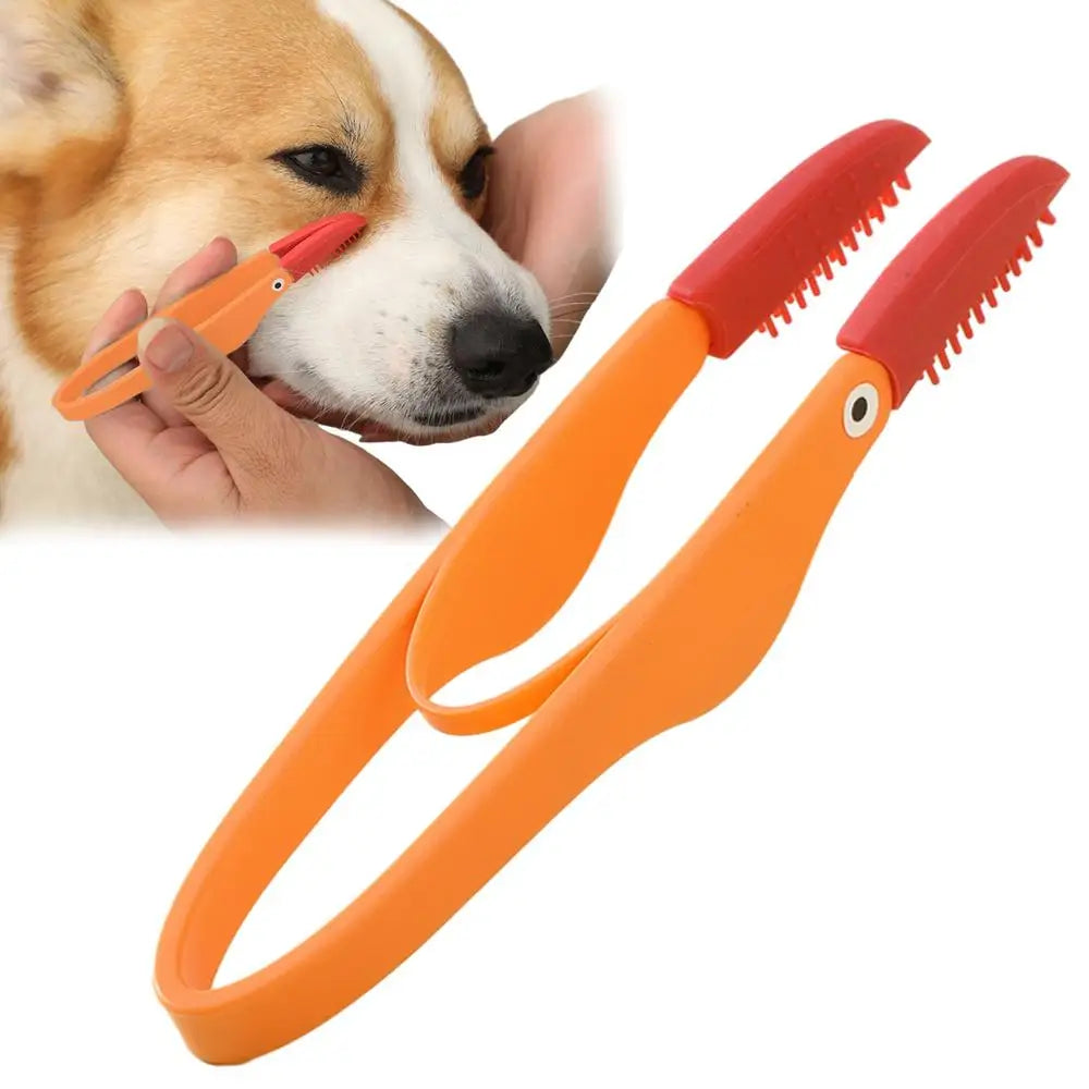 Dog Eye Comb Silicone Brush Head Pet Comb For Tear Stains With Anti-Slip Handle Durable Dog Eye Booger Remover Soft for Pets