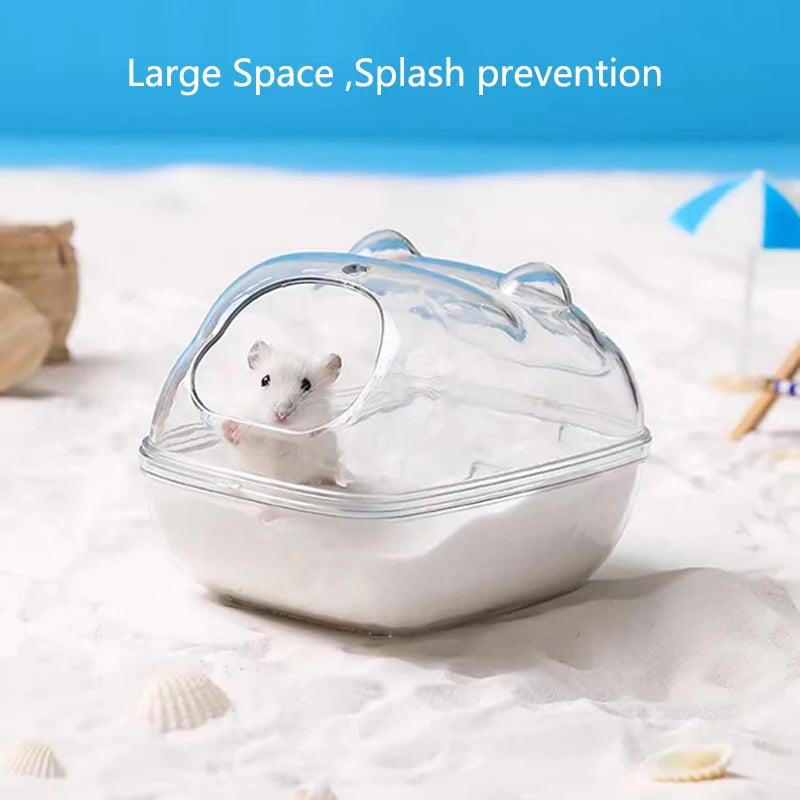 Hamster Bathroom Panoramic Transparent Hamster Mouse Pet Toilet Cage Box Bath Sand Room Toy House Small Pet Supplies Accessories