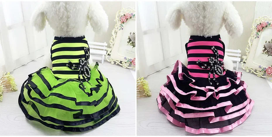 Dog Wedding Dress Cotton Lace Floral Dress For Small Dogs Chihuahua Summer Puppy Dress Pomeranian Princess Tutu Yorkshire Clothe