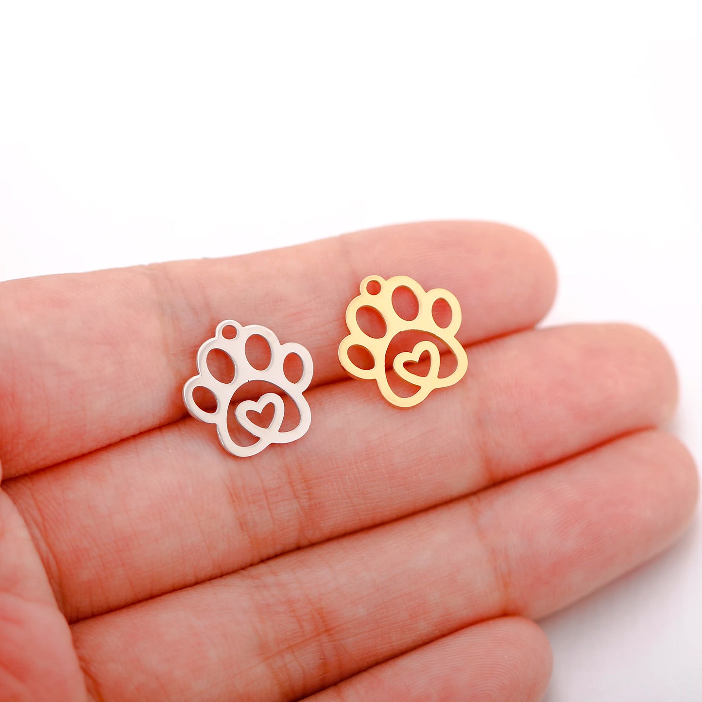 5Pcs/Lot Stainless Steel Cat Dog Claw Charms Cute Animal Claw Love Pendant For DIY Bracelet Necklaces Jewelry Making Accessories