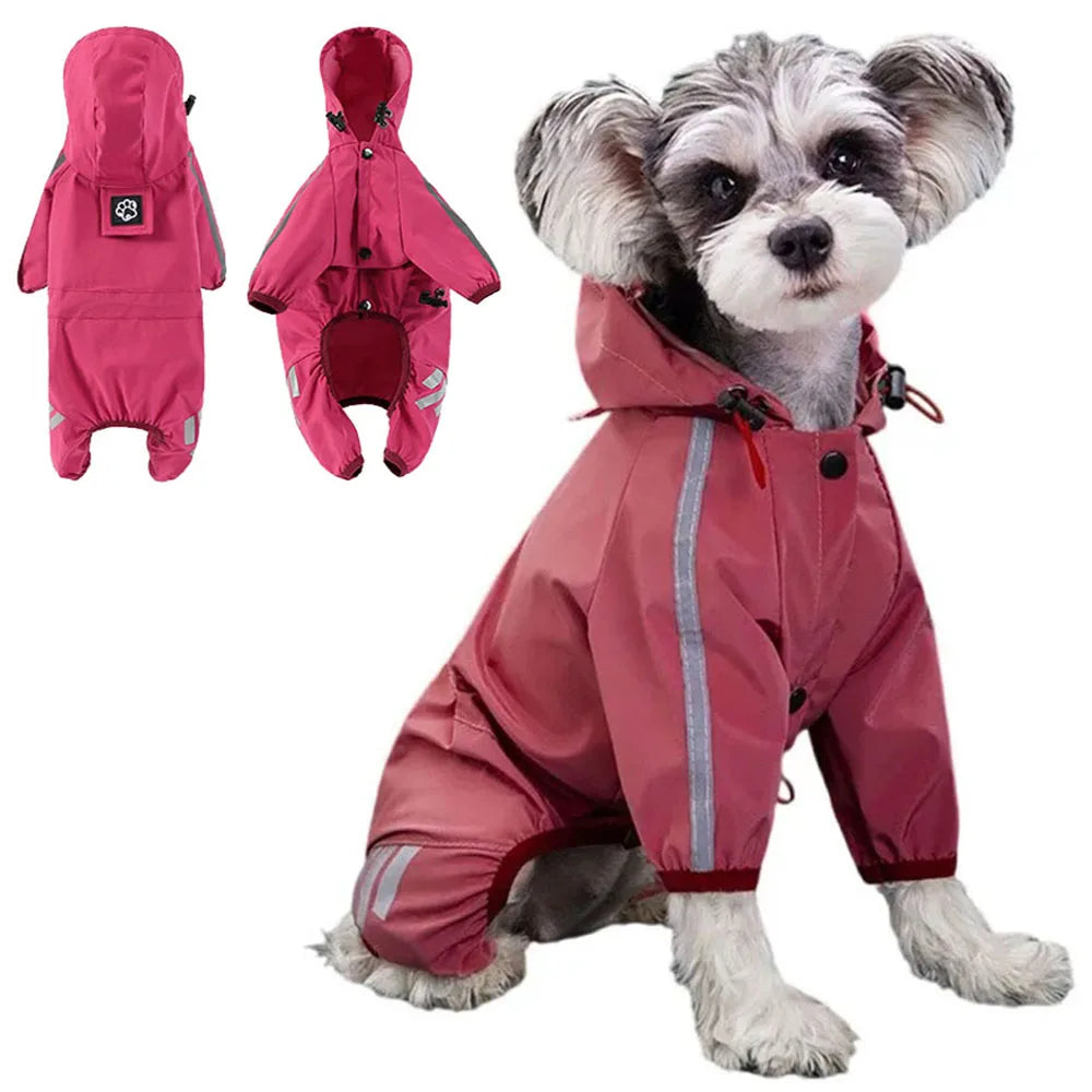 Puppy Raincoat Water-resistant Dog Overalls Raincoat Waterproof Dog Clothes Reflective Small Dogs Rain Jumpsuit Pet Accessories