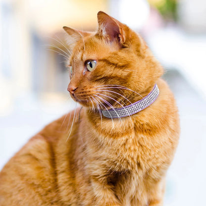 Suede Leather Cat Collar Bling Rhinestone Cats Collars with Bell Safety Breakaway Pet Puppy Necklace Adjustable XS S Pink Soft