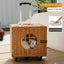 Cat Carrier Suitcase with Wheels for Pet Travel, knit Hard Cat Carrier Luggage with Mat and Telescopic Handle