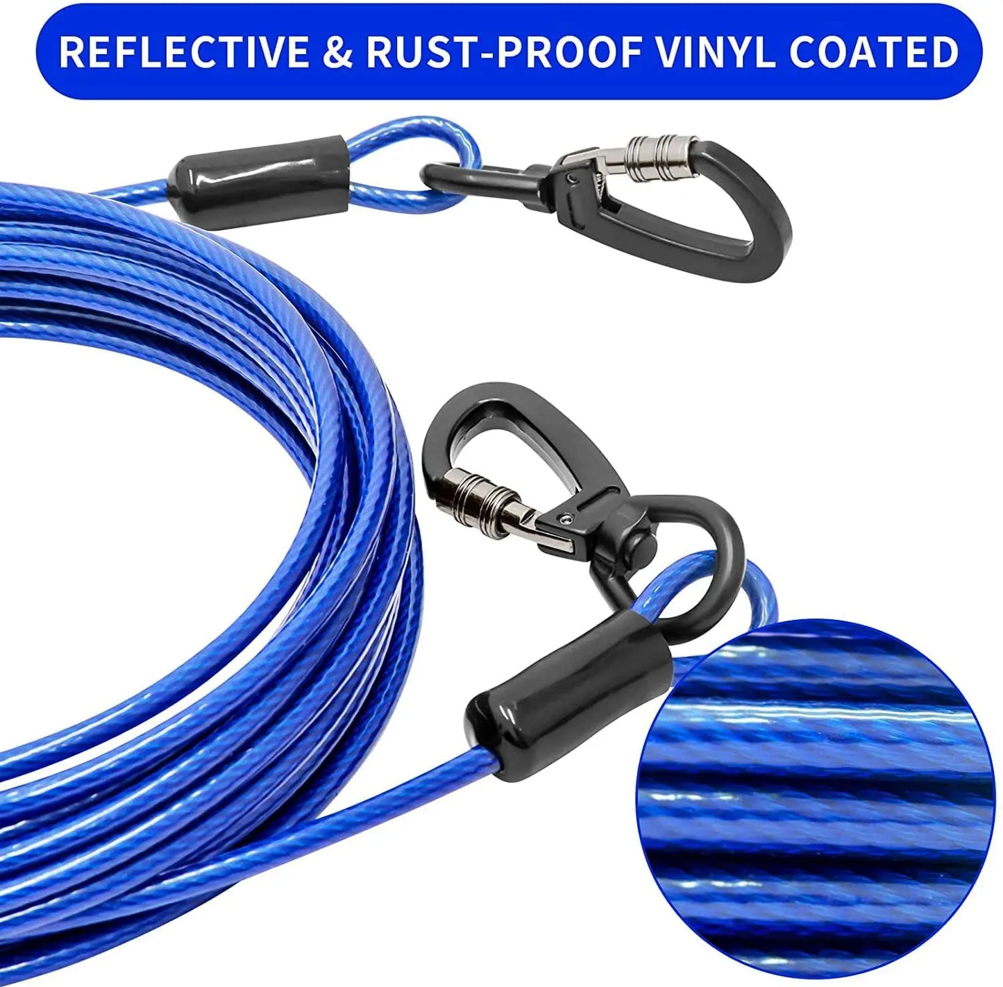 Double-headed Dog Tie Out Cable Leash, Long Steel Wire Rope, Outdoor Dogs Straps, Adjustable Running Rope Supplies