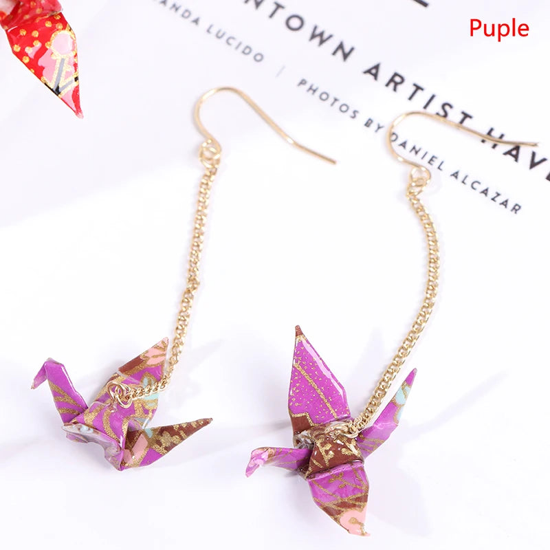 Kranich Earrings Origami Miniblings Bird Cranes Faltkunst Senbazuru Paper