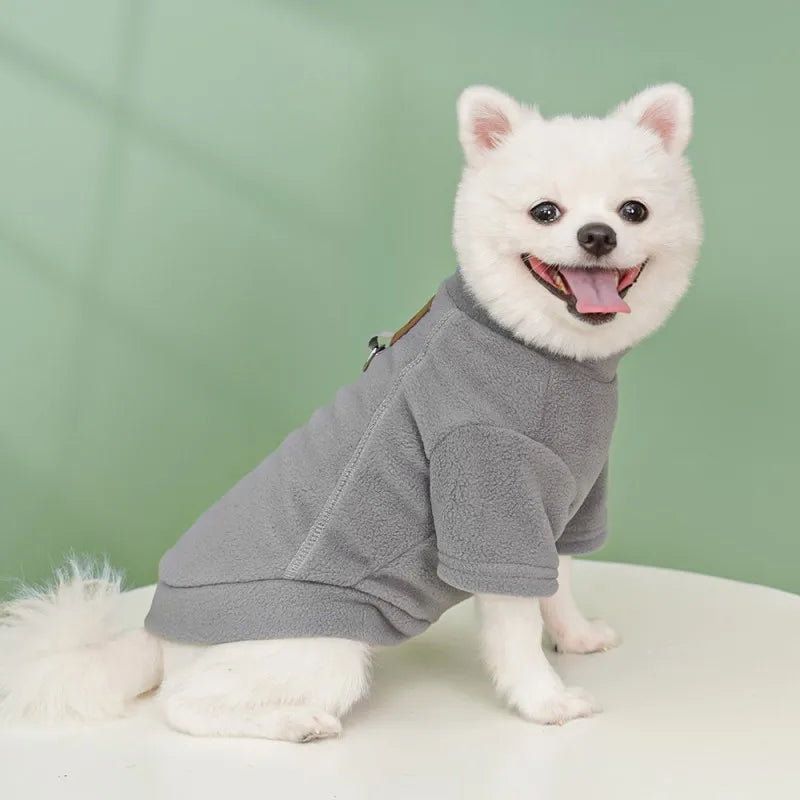 Fleece Dog Jacket Winter Dog Clothes Chihuahua French Bulldog Clothing Pet Costume with Harness D-Ring Luxury Kitten Puppy Coat