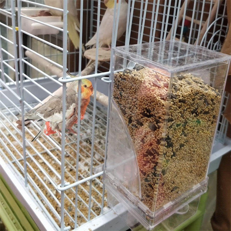 Bird Feeder Automatic Parrot Feeder Beverage Acrylic Seed Food Container Small And Medium-Sized Parrot Cage Accessories