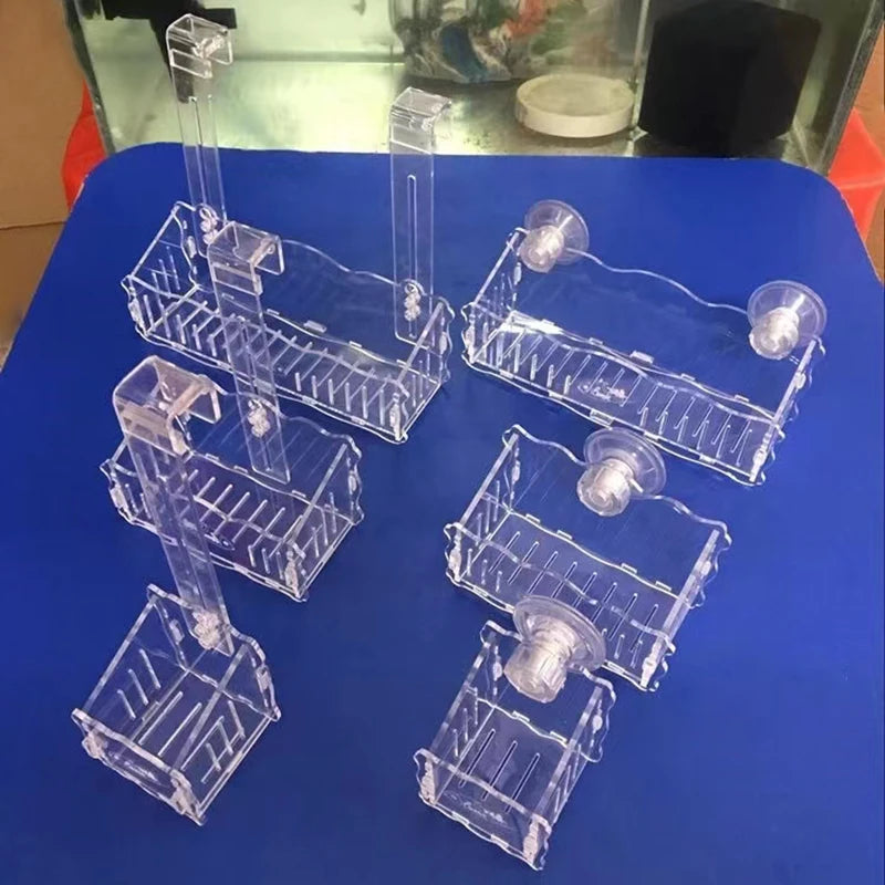 Hanging Fish Tank Crystal Acrylic Pot Polka Aquarium Decoration Water Planting Cylinder Cup Feeding Accessories with SuctionCup