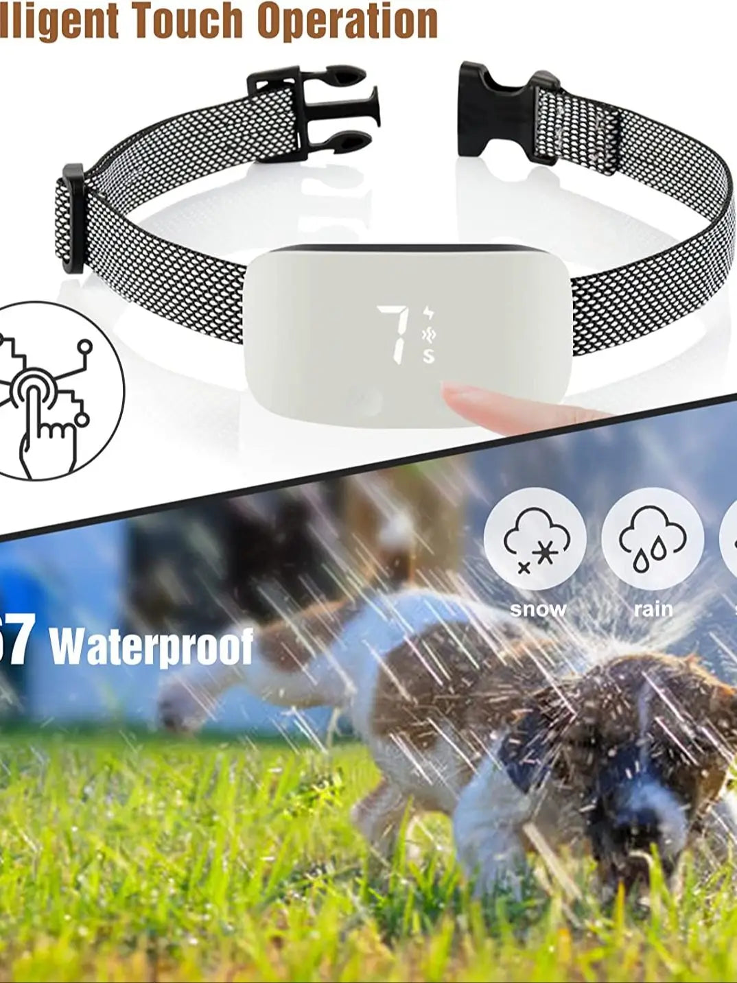Automatic Anti Barking Dog Collar, Rechargeable Bark Stopper, Stop Barkin,IP67 Waterproof, Electric Training Collar for Dog