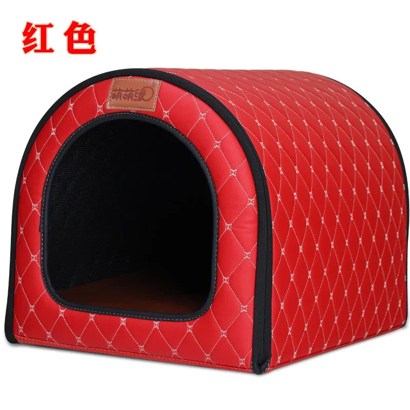 Kennel Winter Warm Waterproof Removable Washable Closed House Kennel Villa Small Dog Corgi Law 11 Pet Nest