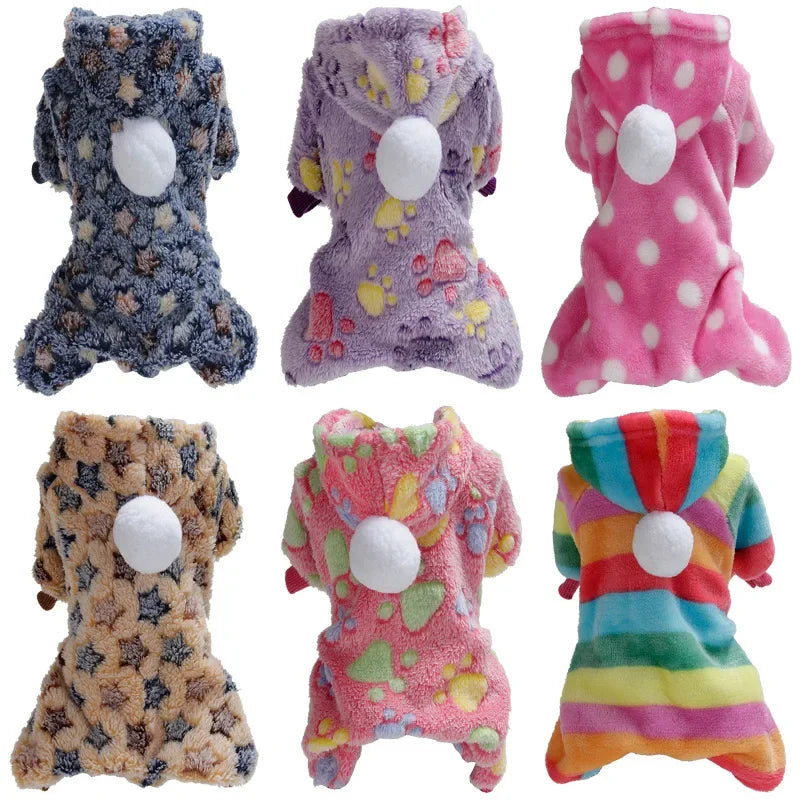 Pet Dog Clothes Pajamas  Cold Weather Coats Pet   Four Legged Pajamas Apparel Soft Flannel Dog Jumpsuit Costume Apparel