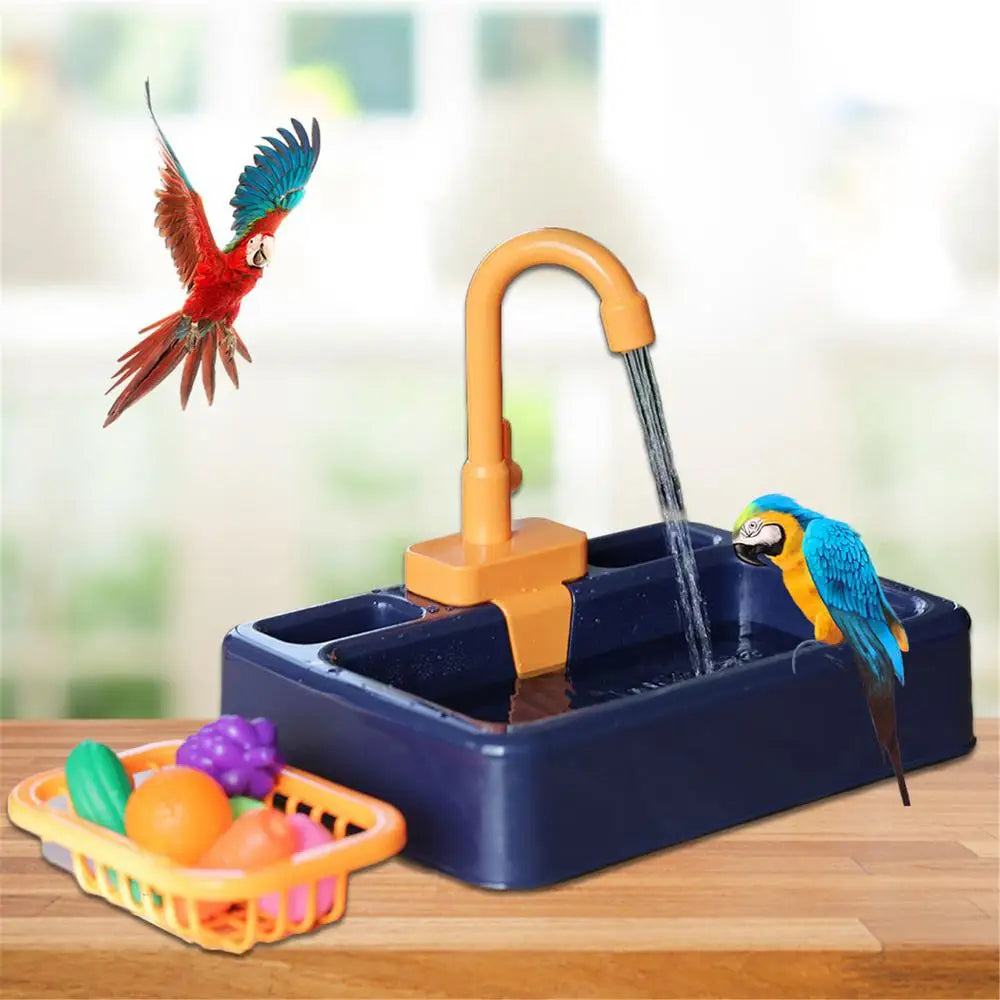 Bird Bathtub Shower Automatic Bathtub with Faucet Multifunctional Parakeet Shower Parrot Canary Feeder Birds Pet Supplies