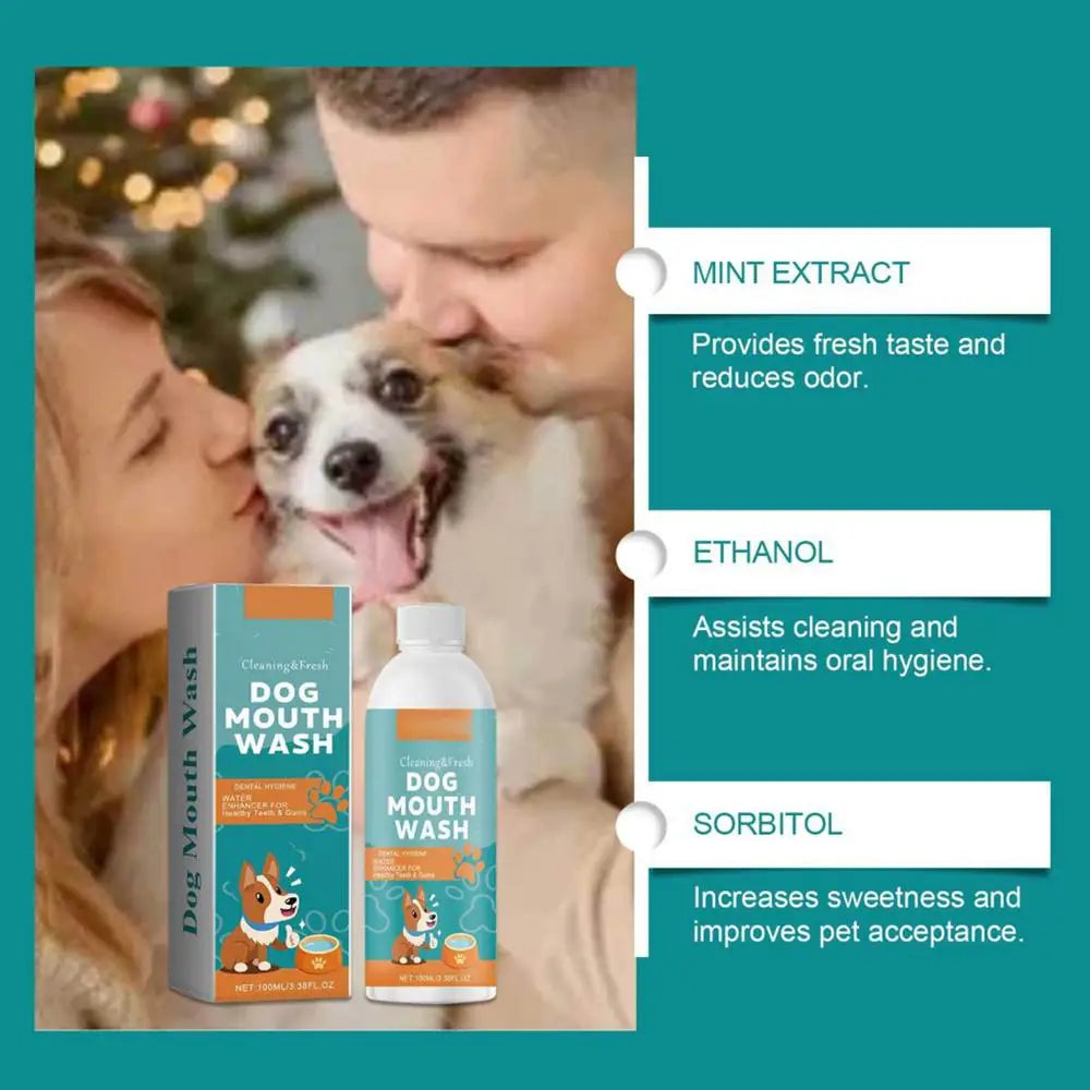 Dog Breath Water Additive 100ml Dog Teeth Cleaner Wash Effective Dog Teeth Cleaner Wash Natural Teeth Cleaning Freshener For