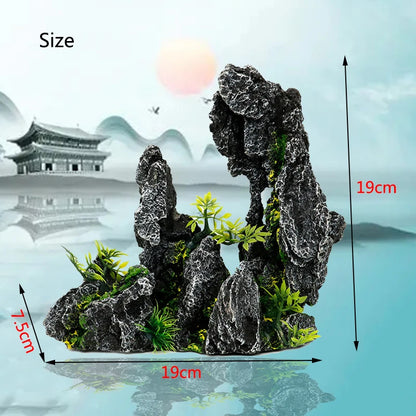 Resin Aquarium Rockery Mountain Decoration Artificial View Rock Cave Stone Tree Fish Tank Ornament Pet Supplies Home Decor