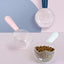 Dog Food Scoop Cat-Ear Shape Food Scoopers Kitten Food Measuring Cups Clear Convenient Scoops Bag Sealing Clip for Dry Dogs