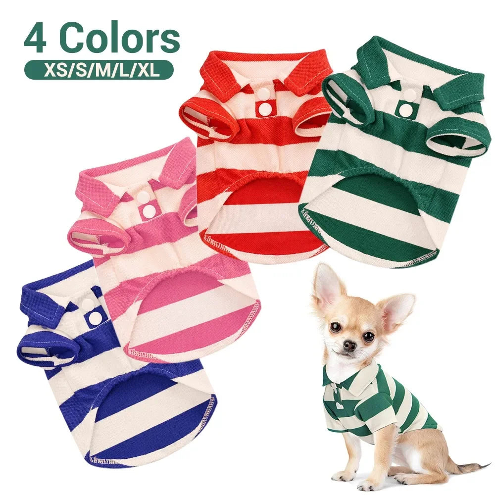 Stripe Dog Shirt Breathable Polo Shirts Summer Dog Clothes for Small Medium Dogs Cat Girl Boy Puppy Chihuahua Yorkie Pet Apparel