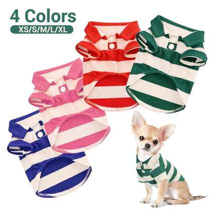 Stripe Dog Shirt Breathable Polo Shirts Summer Dog Clothes for Small Medium Dogs Cat Girl Boy Puppy Chihuahua Yorkie Pet Apparel