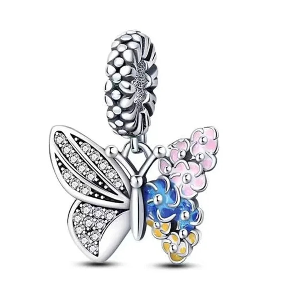 New 925 Sterling Silvering Butterfly Bees Bird Charm of ley 925 Chain Beaded Fit Original Pandora Bracelet DIY Ladies Jewelry