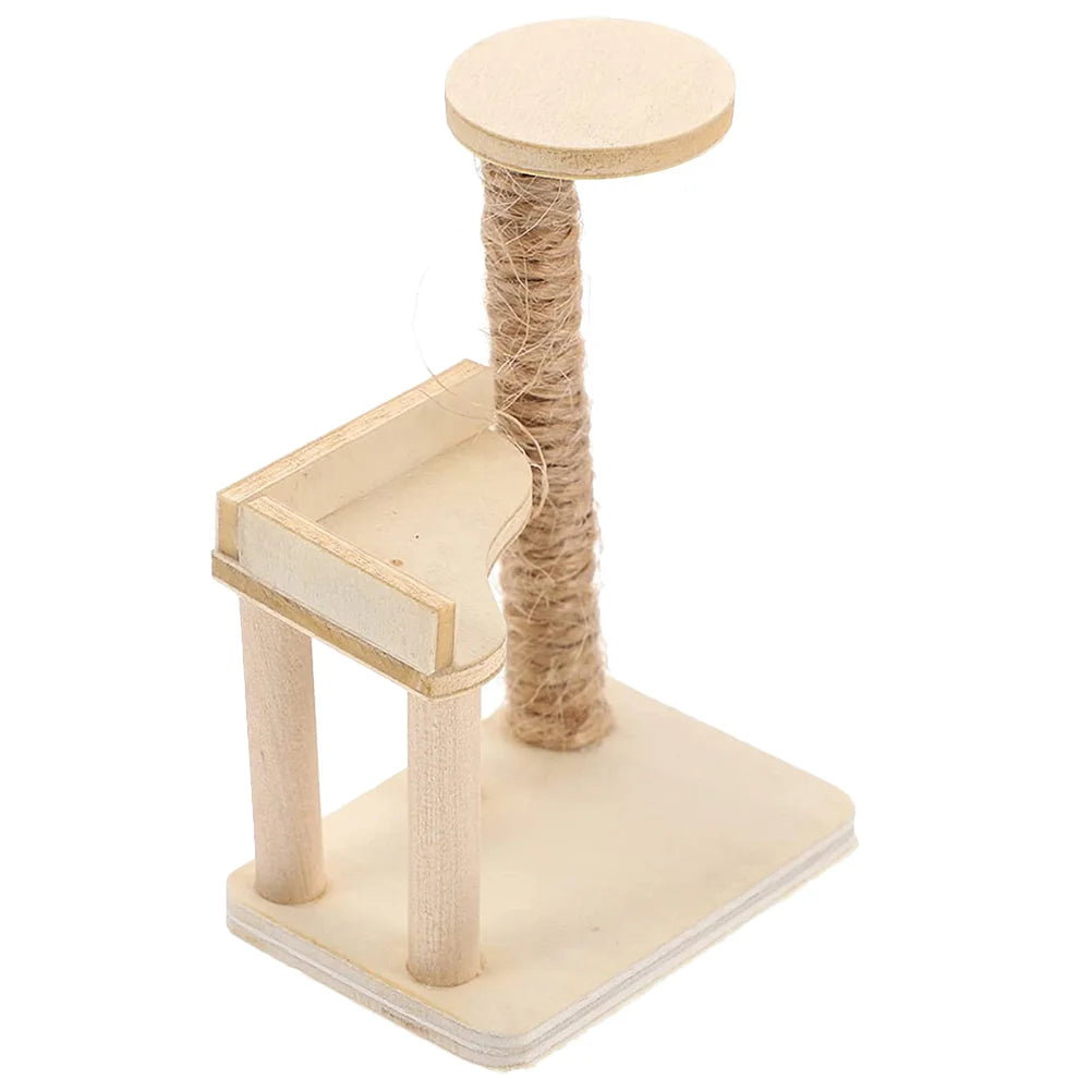 Miniature Cat Climbing Frame Tree House Layout Prop Furniture Model Birch Adornment Ornament Mother Child Wooden