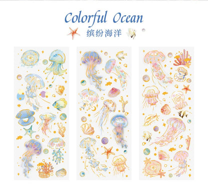 3pcs Kawaii Feather Dragonfly Bird Jellyfish Decorative Stickers Pack Scrapbooking Material Label Diary Phone Journal Planner