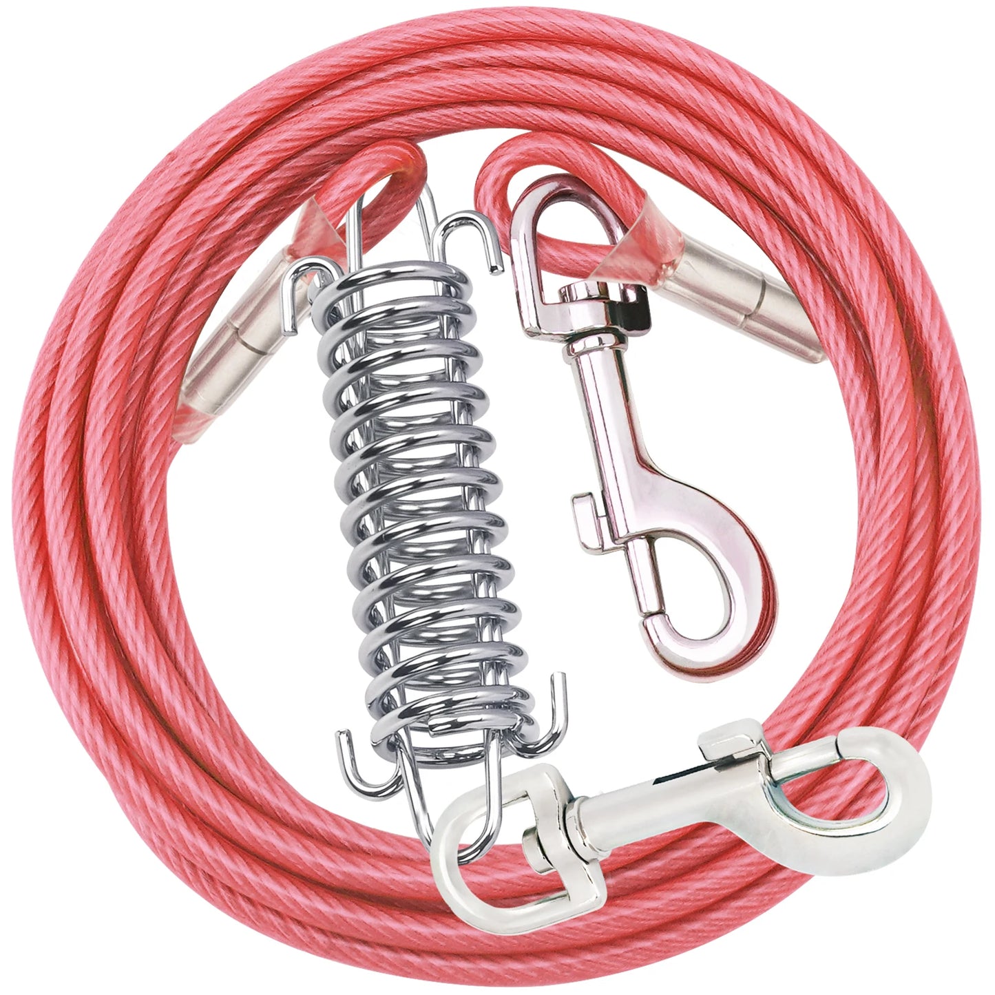 Steel Wire Dog Tie Out Cable, Dog Runner for Yard, Durable Superior Clips, Silver Dog Chains