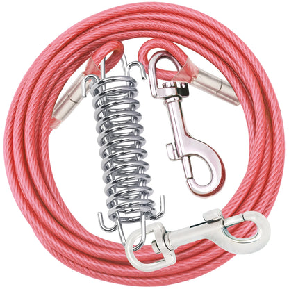 Steel Wire Dog Tie Out Cable, Dog Runner for Yard, Durable Superior Clips, Silver Dog Chains
