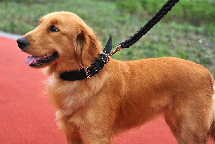 Heavy Duty Wide Military Thick Dog Collars for Large Dogs Adjustable Strong Nylon Tactical Pet Collar with 2-Rows Metal Buckle