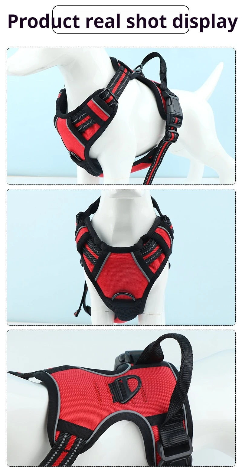 Pet dog chest back anti impact reflective vest style chest back large medium cat dog chest back traction rope set dog harness