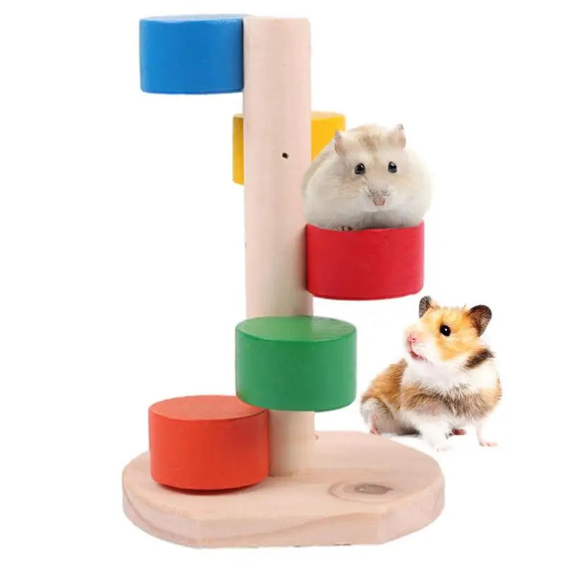 Hamster Climbing Toys Colorful Wooden Stair Platform Exercise Toy Casual Teething Stair Hamster Rainbow Ladder Little Chinchilla