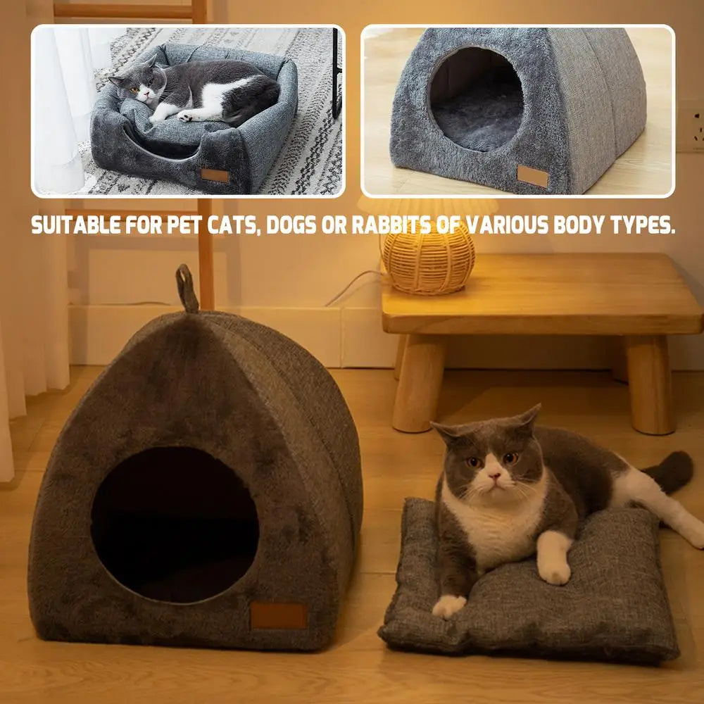 New Triangle Cat Nest New Deep Sleep Comfort In Winter Cat Bed Closed Cat House Pet Nest Safe Pet House Pet Supplies