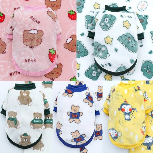 Funny Monkey Print Winter Dog Clothes French Bulldog Flannel Winter Dog Hoodies Medium Puppy Clothing for Cat Christmas Costume