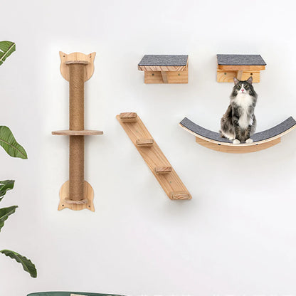 Cat Tree Wall Mounted Cat Hammock & Jumping Platform for Rest with Scratching Post for Climbing and Grinding Claws Cat Furniture