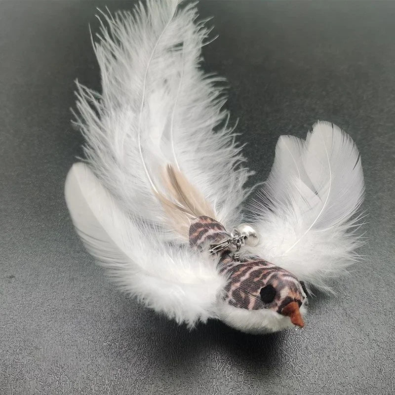 Funny Cat Stick Toy Furry Feather with Bell Cat Stick Toy Kitten Playing Pet Accessories Worm on A String Cat Toys Interactive