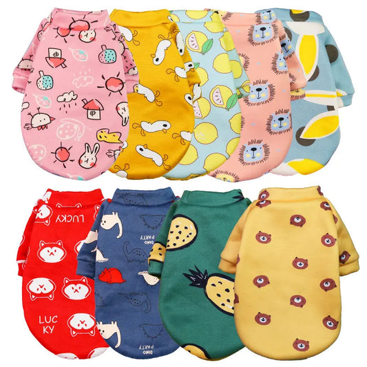 Pet Dog Costume Cute Printed Pet Coat Cotton Soft Pullover Dog Shirt Jacket Sweatshirt Hoodie Cat Clothes Suit Sweater Outfit