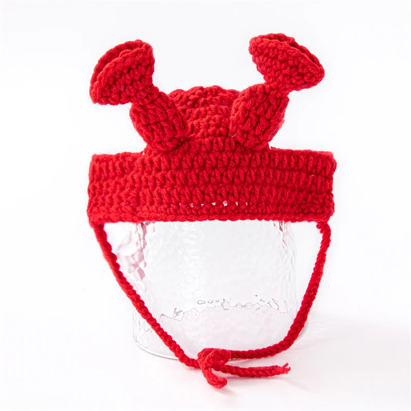 Luxury Design Pet Hat for Small Dogs Knitting Animal Shaped Cosplay Puppy Head Wear Caps New Year Warm Lace Up Cat Accessories