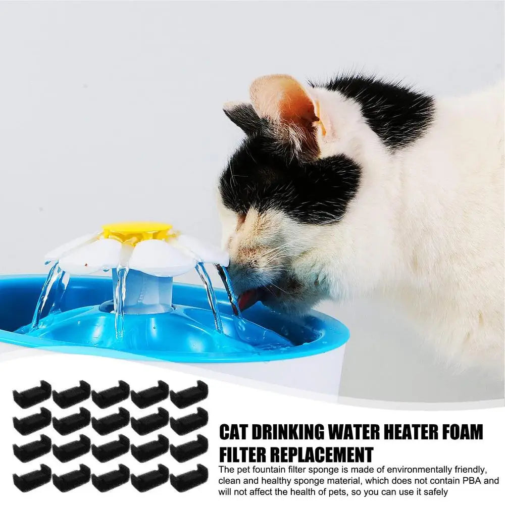 Cat Fountain Filters 20pcs Sponge Cat Filters Cat Fountain Foam Filter Replacement Cat Water Fountain Automatic Drinking Bowl