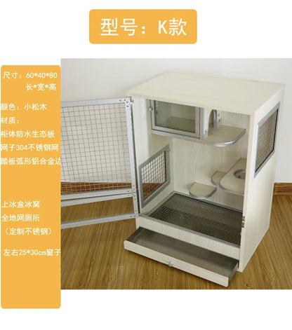 Squirrel Dragon Cat Dog Cat Iron Cage Wooden Cabinet Cage Ecological Board Ice Nest Stainless Steel Net Villa Non-acrylic Cage
