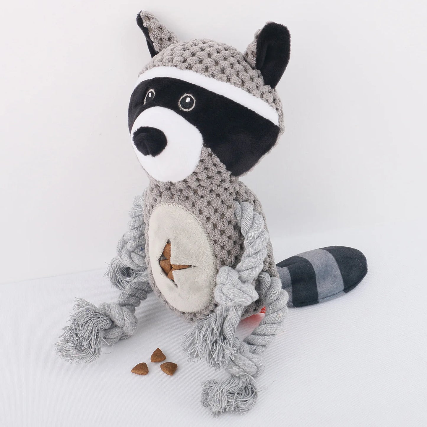 Dog Plush Toy Spot Plush Stuffed Raccoon Pet Toy With Food Leakage Function Interactive Sounding Dog Toy Fleece Squeak Toys