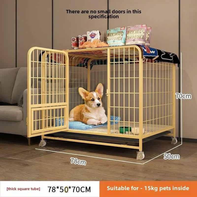 Dog cage Medium and large dog household Dog cage with toilet Square pipe Bold reinforcement Villa indoor Golden Retriever Labrad