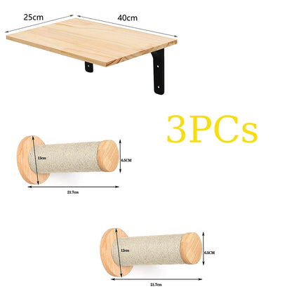 Cat Climbing Shelves Wall Mounted Cat House Wooden Cat Furniture Bridge with Protection Network for Cat & Kitten Ladders & Steps