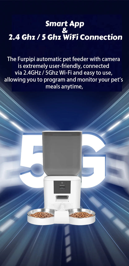 8L Automatic Cat Feeder With 1080p Camera Video 5G WiFi Cat Food Dispenser Pet Smart Voice Recorder Tuya APP Pet Auto Feeder