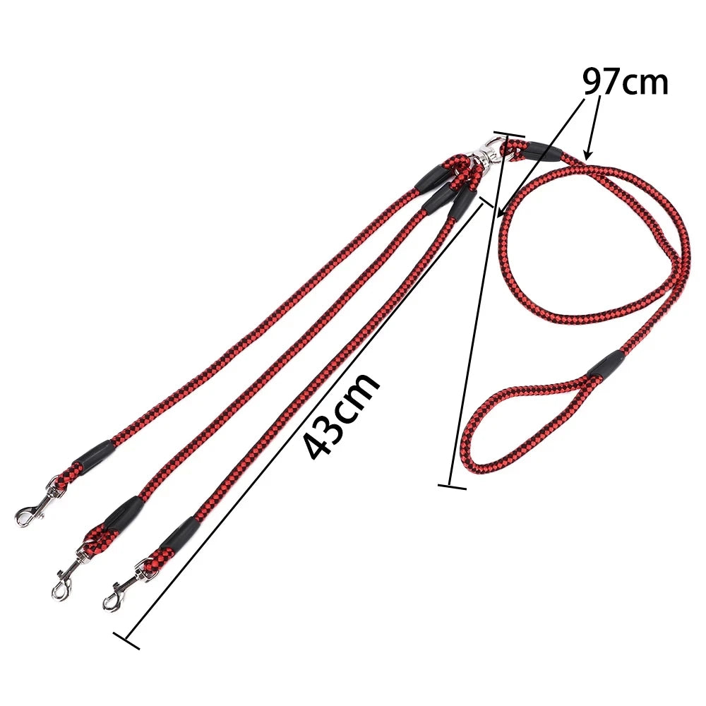 Dog Leashes 3 in 1 Nylon Pet Traction Rope 3 Way Dog Lead Leash for Three Small Dogs Cats Outdoor Walking Multiple Puppy Leash