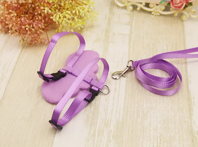 Cute Angel Pet Puppy Dog Leashes And Collars Set Cat  Harness 3D Wings Adjustable for Small Medium Dogs Outdoor Walking Supplies