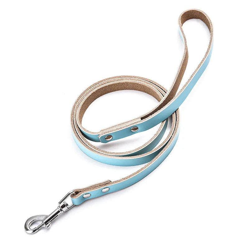 Adjustable Dog Collars Genuine Leather Pet Dog Collar Leash Lead For Small Medium Large Dogs Bulldog Pugs Beagle Dogs Supplies