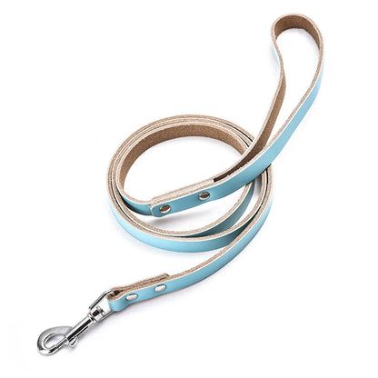 Adjustable Dog Collars Genuine Leather Pet Dog Collar Leash Lead For Small Medium Large Dogs Bulldog Pugs Beagle Dogs Supplies