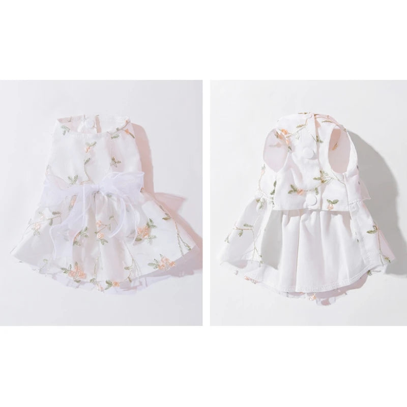 Summer Dog Dress Luxury Dog Clothes Pet Dog Apparel Bow Puppy Mesh Skirt Chihuahua Bichon Clothing Kitten Lace Dog Cooling Vest