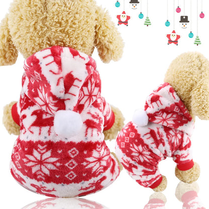 Pet Dog Soft Warm Jumpsuits Clothing for Dogs Pajamas Fleece Small Puppy Coat Pet Outfits Hoodie Clothing Cats Clothes Christmas